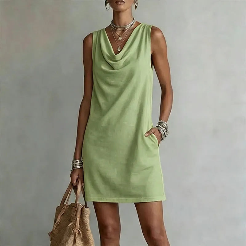 Nerys | Mini Dress with Pockets – Matcha Green