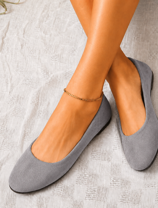 Clemence | Classic Round Toe Ballet Flats – Grey