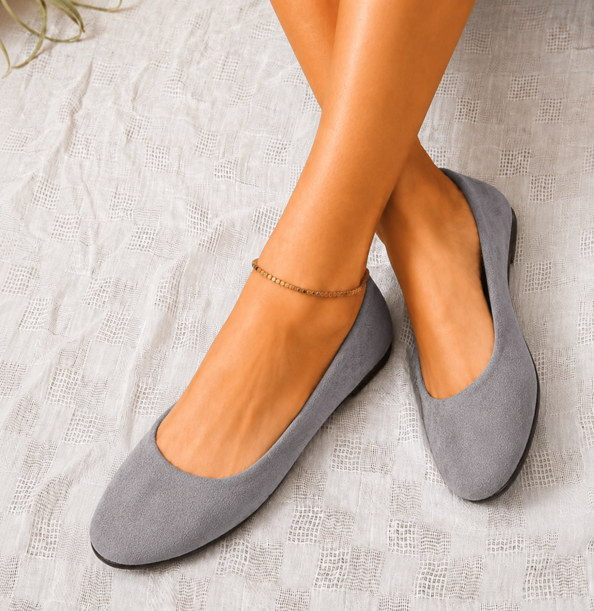 Clemence | Classic Round Toe Ballet Flats – Grey