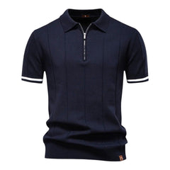 Bodhi | Knit Polo with Zip Collar – Navy