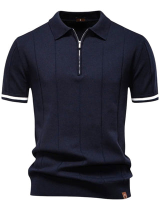 Bodhi | Knit Polo with Zip Collar – Navy
