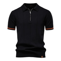 Bodhi | Knit Polo with Zip Collar – Black