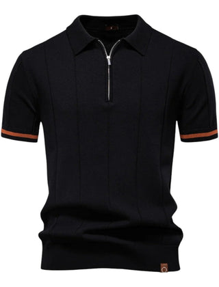 Bodhi | Knit Polo with Zip Collar – Black