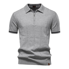 Bodhi | Knit Polo with Zip Collar – Grey