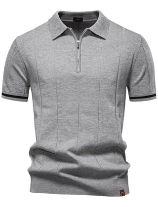 Bodhi | Knit Polo with Zip Collar – Grey