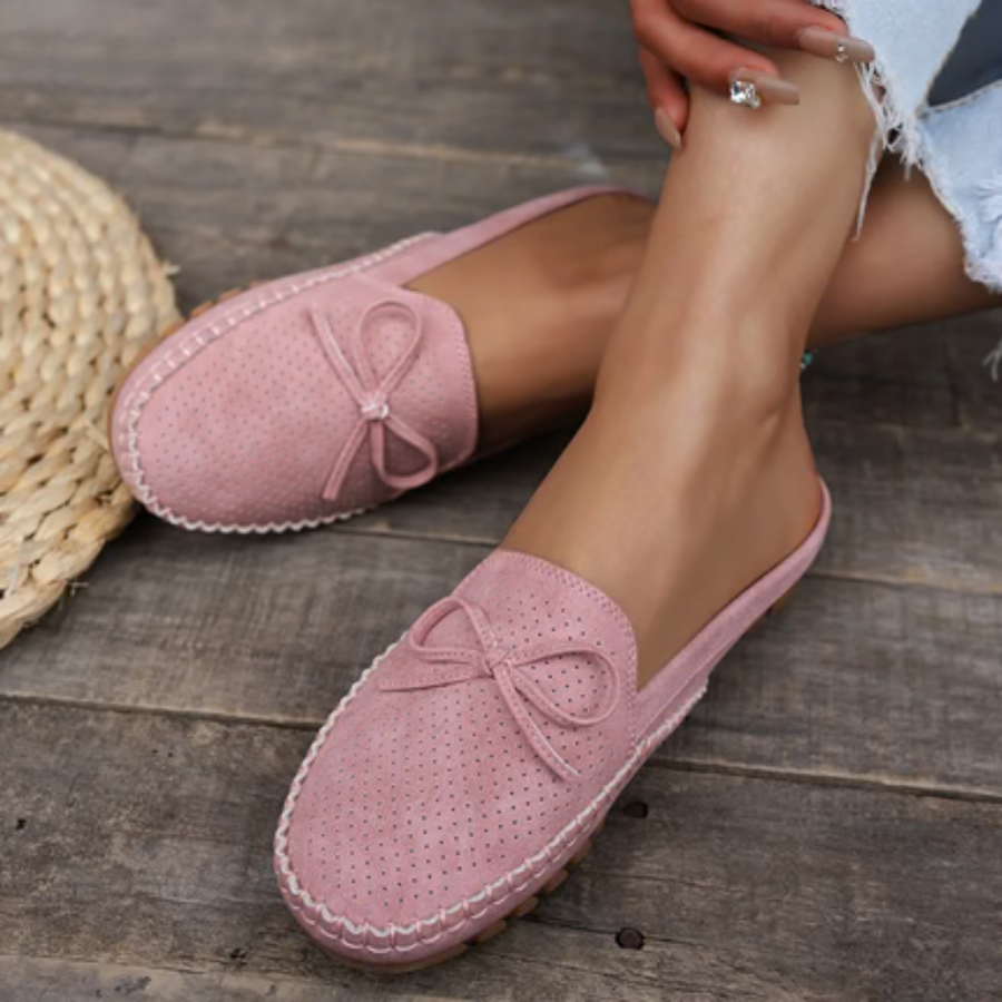 Edwina | Perforated Slip-On Comfort Mules – Pink