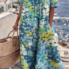 Mirabel | Floral Print Linen Midi Dress
