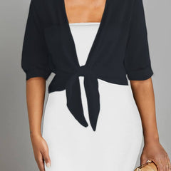 Honor | Sheer Tie-Front Bolero Top – Black