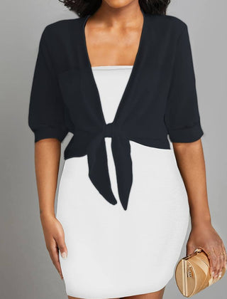 Honor | Sheer Tie-Front Bolero Top – Black