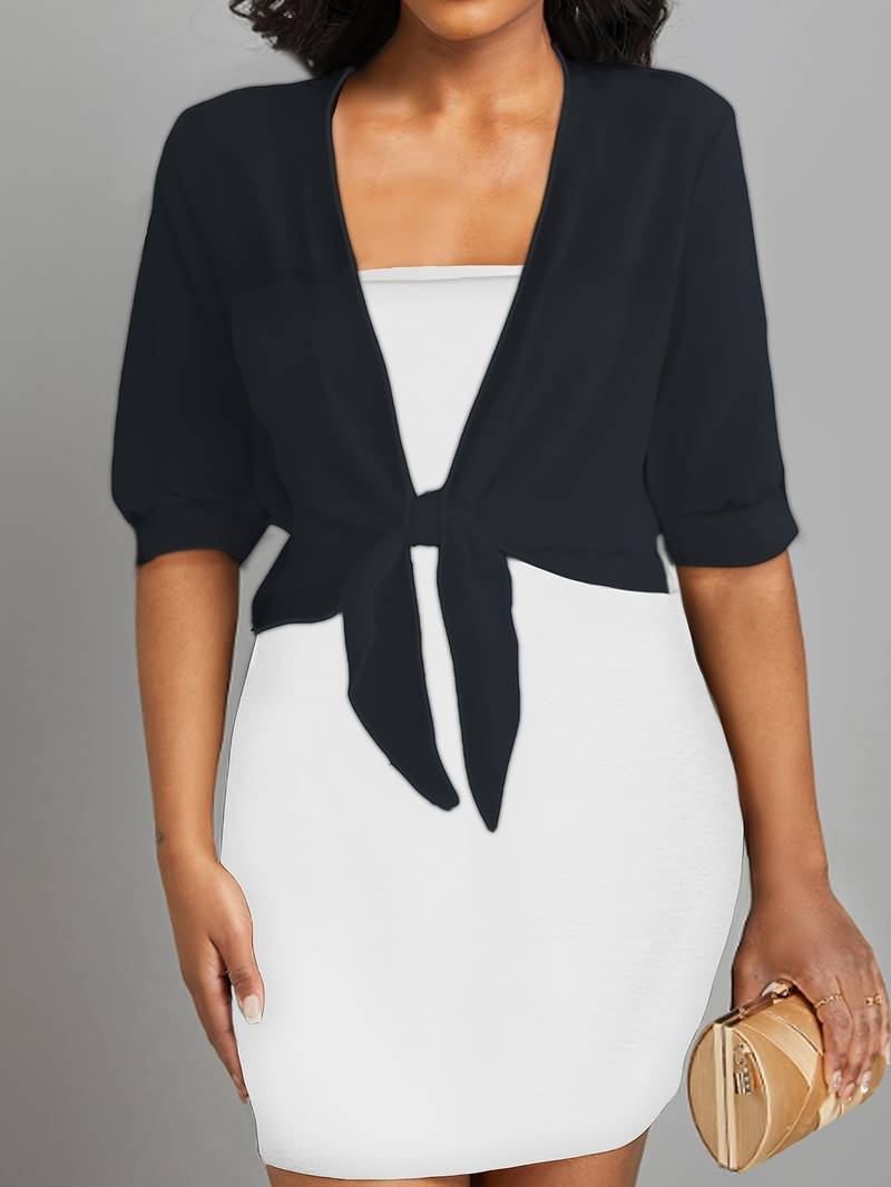Honor | Sheer Tie-Front Bolero Top – Black