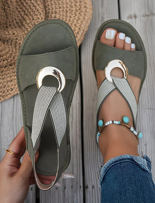 Leonie | Elegant Flat Slide Sandals – Green
