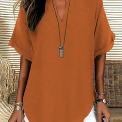Linnea | Relaxed Fit Linen Blouse – Caramel