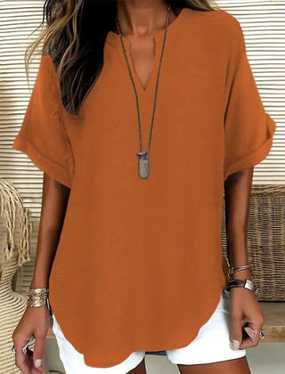 Linnea | Relaxed Fit Linen Blouse – Caramel