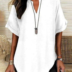 Linnea | Relaxed Fit Linen Blouse – White