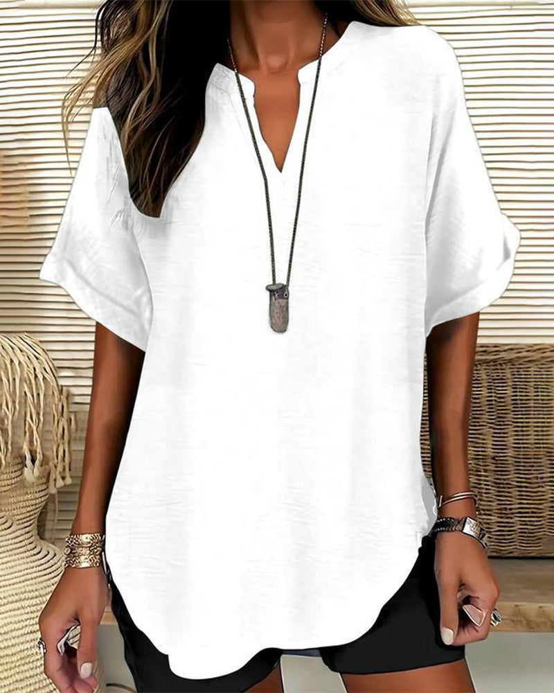 Linnea | Relaxed Fit Linen Blouse – White