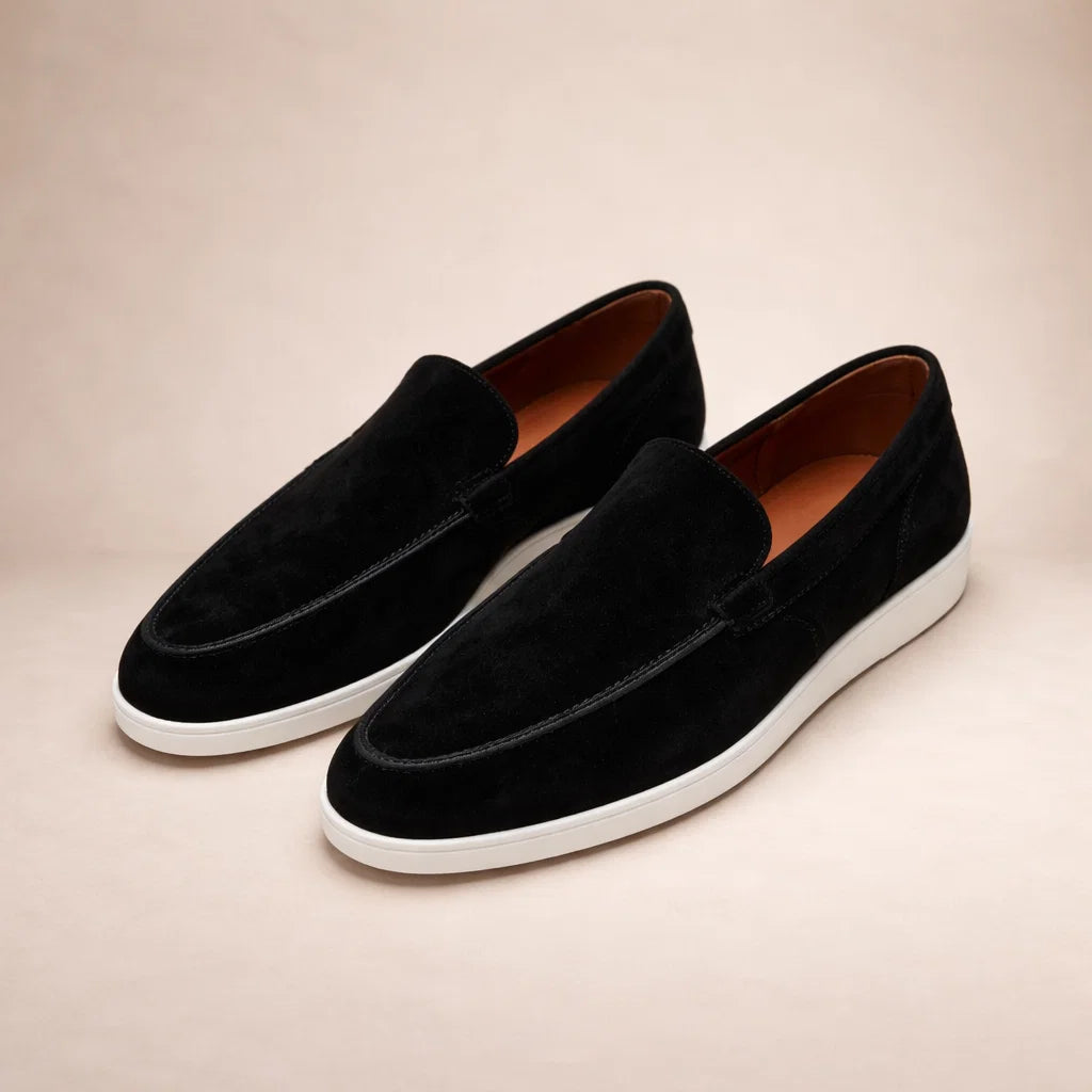 Lennox | Men's Casual Leather Slip-On Loafers – Black