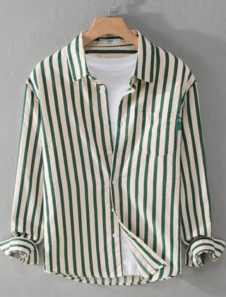Beau | Striped Shirt with Relaxed Fit – Green