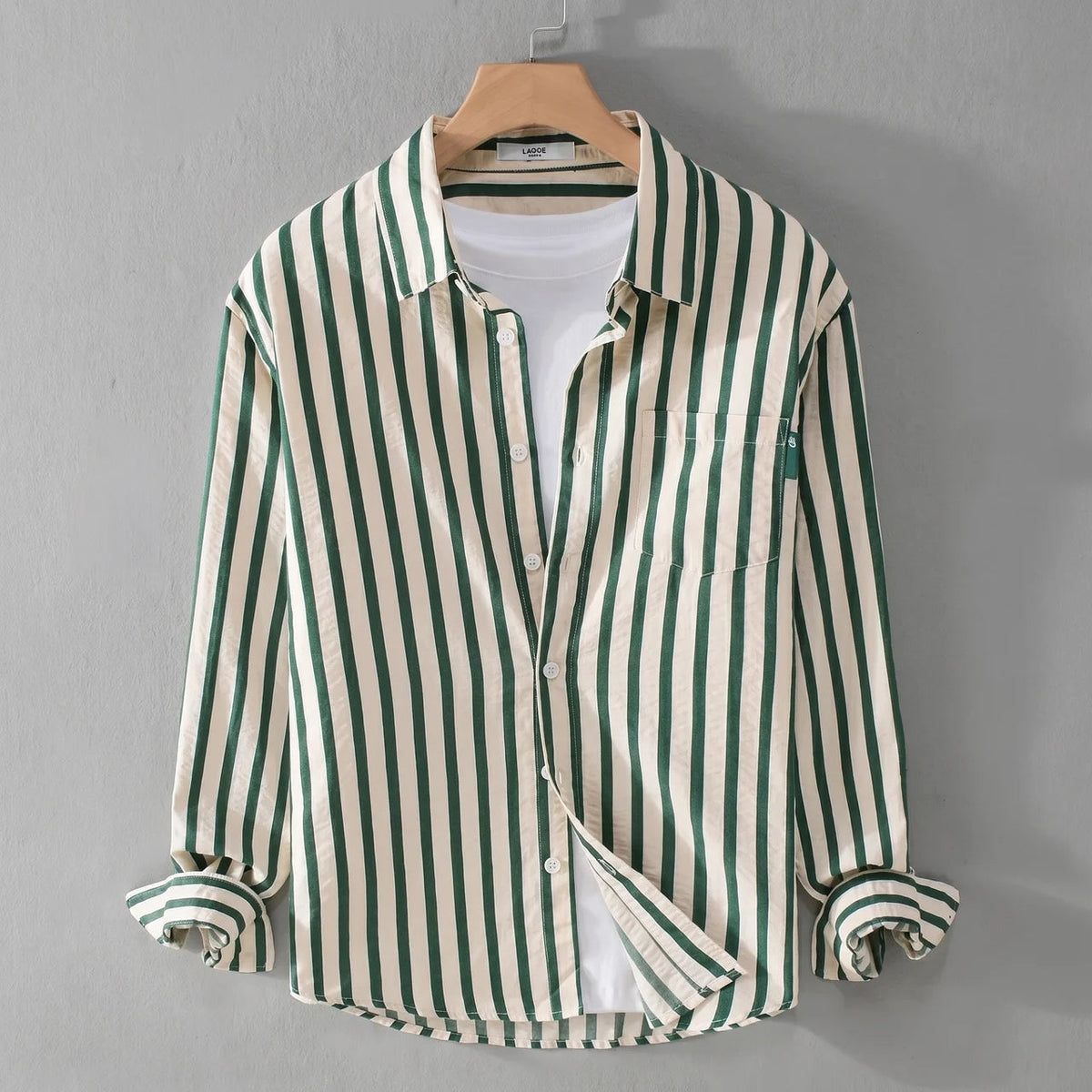 Beau | Striped Shirt with Relaxed Fit – Green