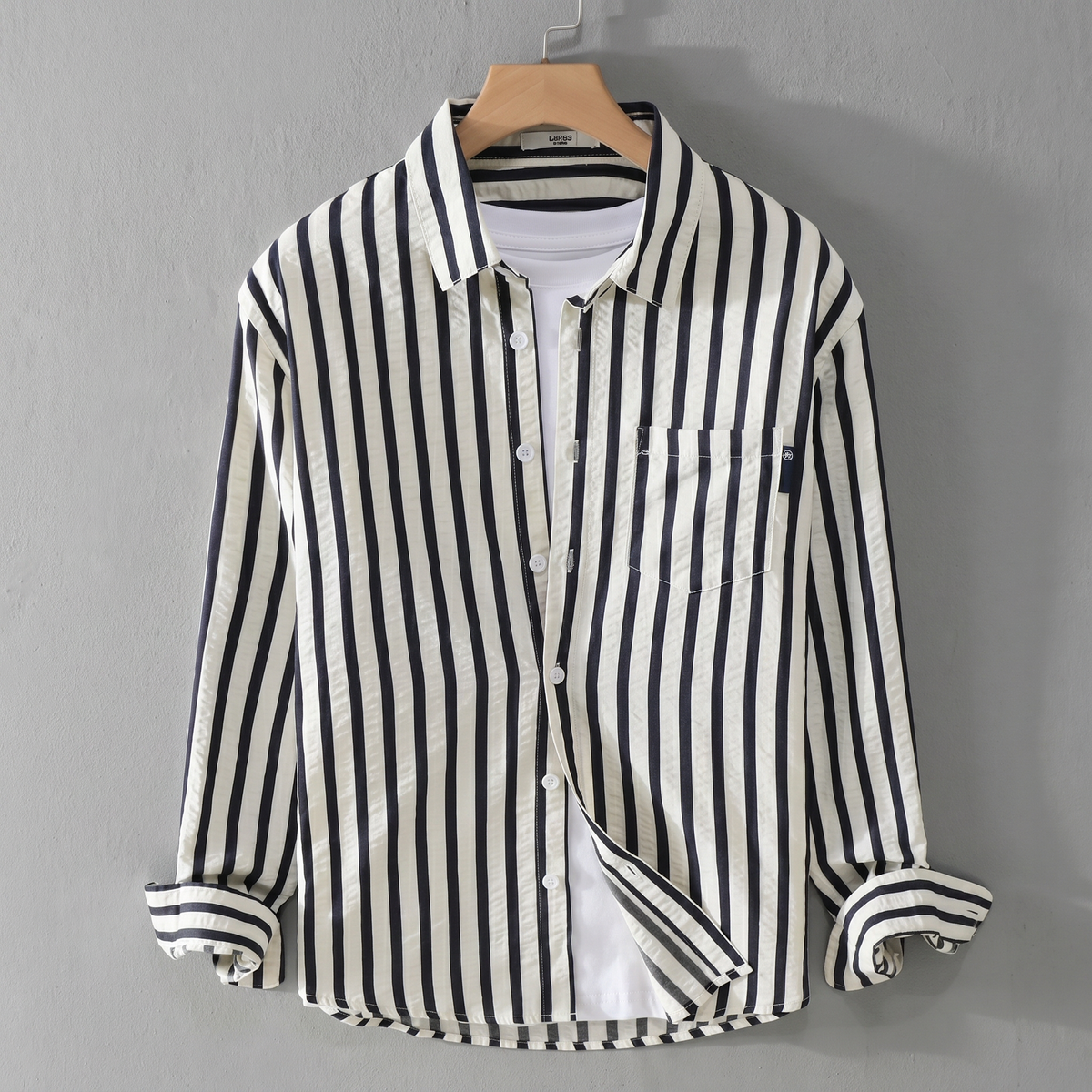 Beau | Striped Shirt with Relaxed Fit – Black