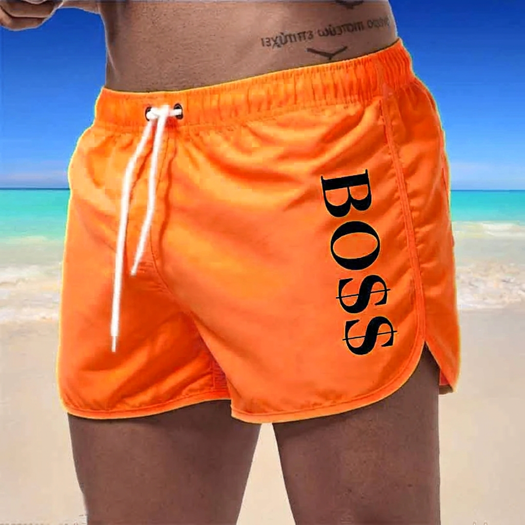 Nico | Swim Shorts with Vertical Detailing – Orange