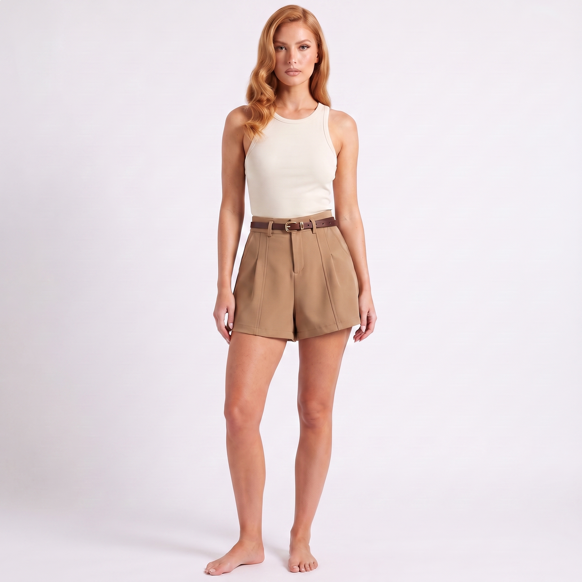 Ysolde | Women's Tailored Wide-Leg Shorts with Belt