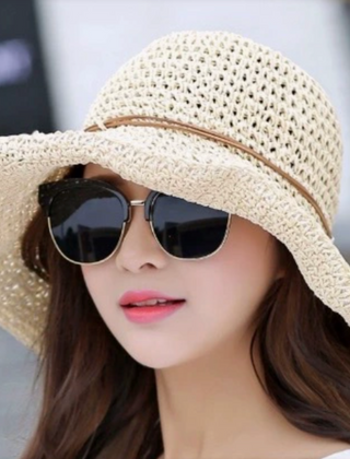 Dagny | Women's Foldable Straw Hat with Wide Brim – White