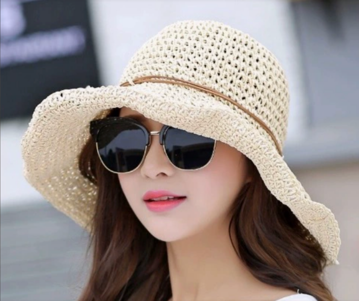 Dagny | Women's Foldable Straw Hat with Wide Brim – White