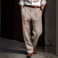 Soren | Pleated Cotton Linen Pants with Elastic Waist
