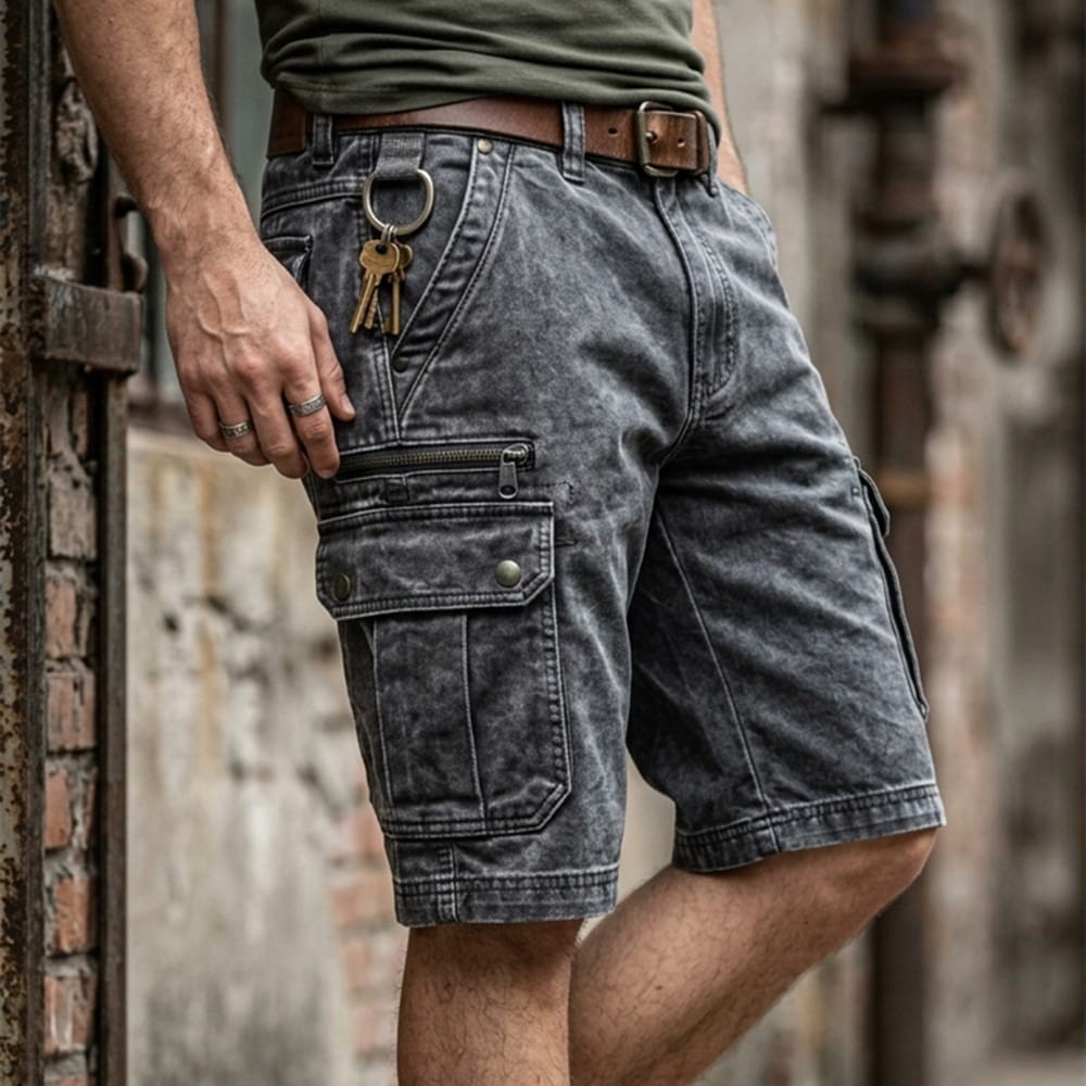 Roscoe | Denim Cargo Pocket Shorts