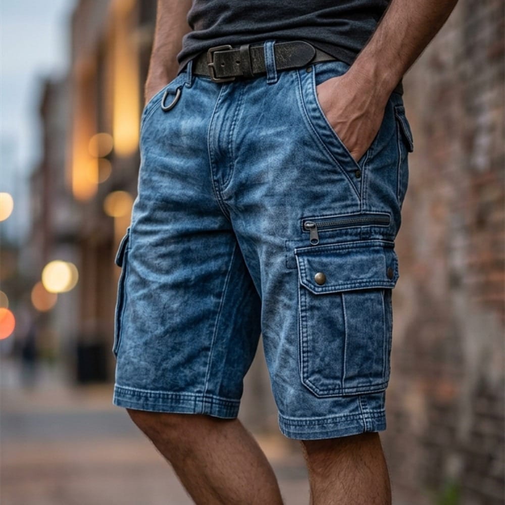 Roscoe | Denim Cargo Pocket Shorts