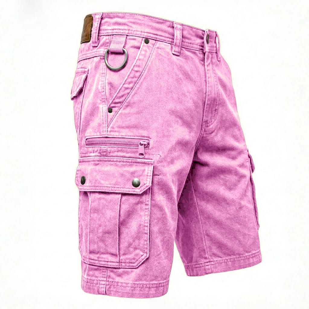 Roscoe | Denim Cargo Pocket Shorts – Pink