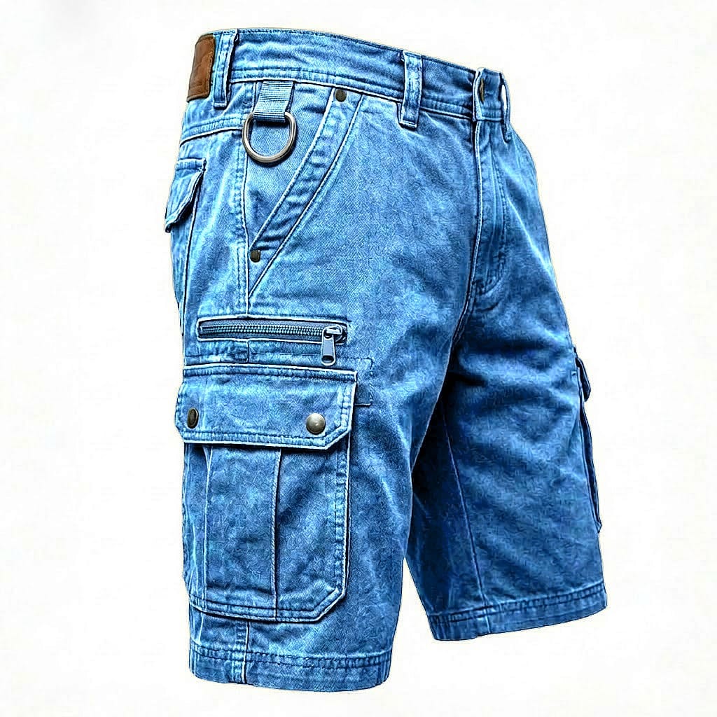 Roscoe | Denim Cargo Pocket Shorts – Blue