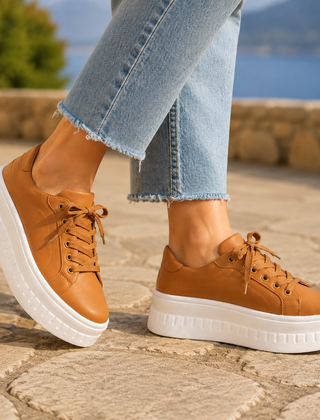 Rosanne | Platform Sole Orthopaedic Sneakers – Brown