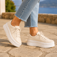 Rosanne | Platform Sole Orthopaedic Sneakers – Beige