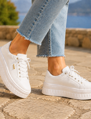 Rosanne | Platform Sole Orthopaedic Sneakers – White