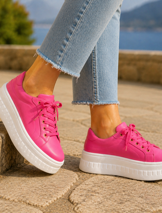 Rosanne | Platform Sole Orthopaedic Sneakers – Pink