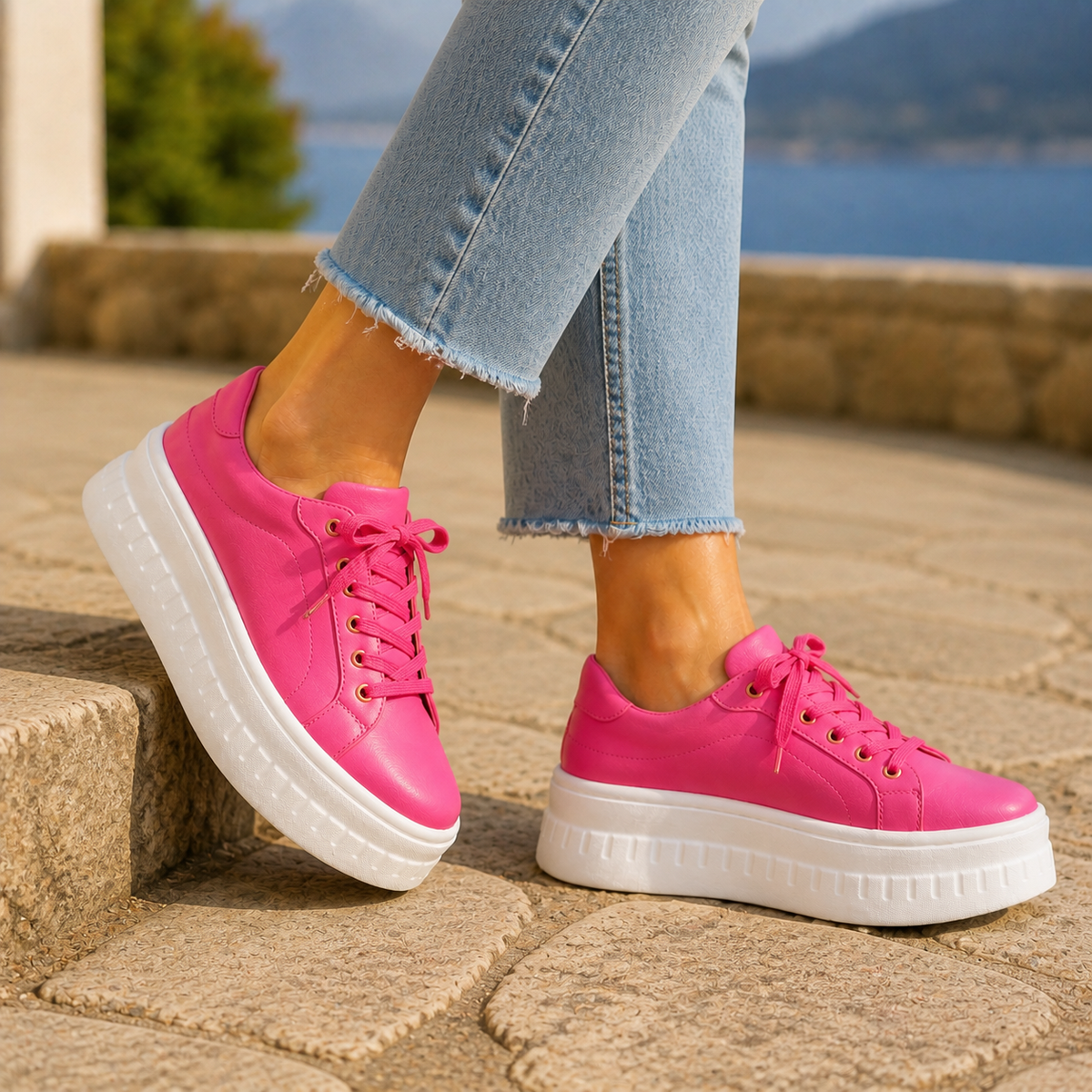 Rosanne | Platform Sole Orthopaedic Sneakers – Pink