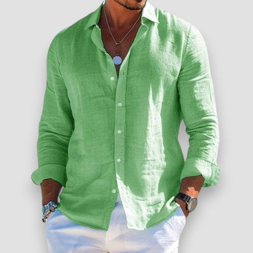 Hudson | Men's Lightweight Linen Shirt – Light Green