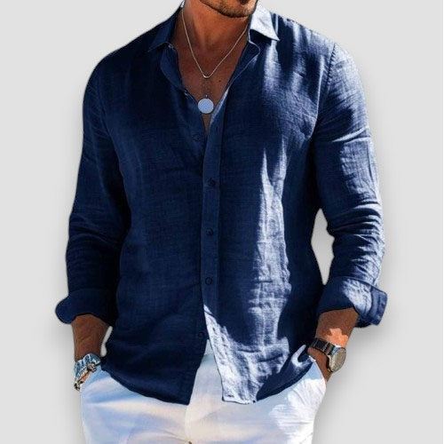 Hudson | Men's Lightweight Linen Shirt – Navy