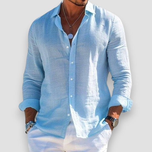 Hudson | Men's Lightweight Linen Shirt – Blue