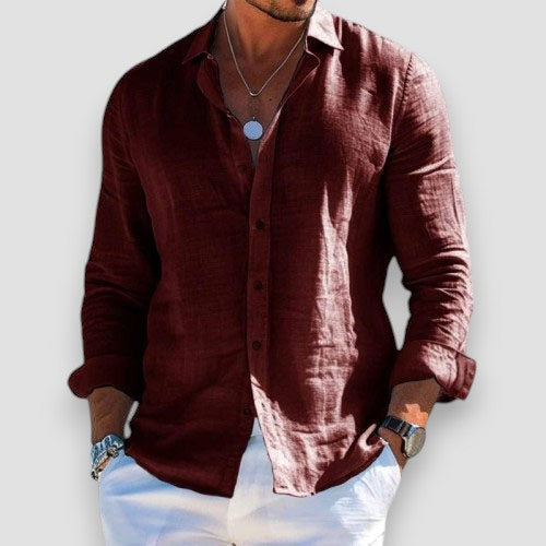 Hudson | Men's Lightweight Linen Shirt – Brown