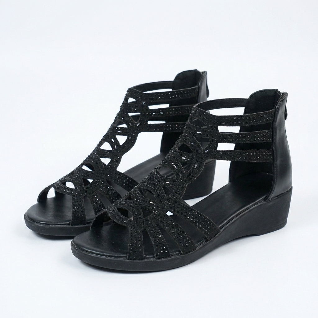 Ondine | Fashionable Orthopaedic Strap Sandals – Black