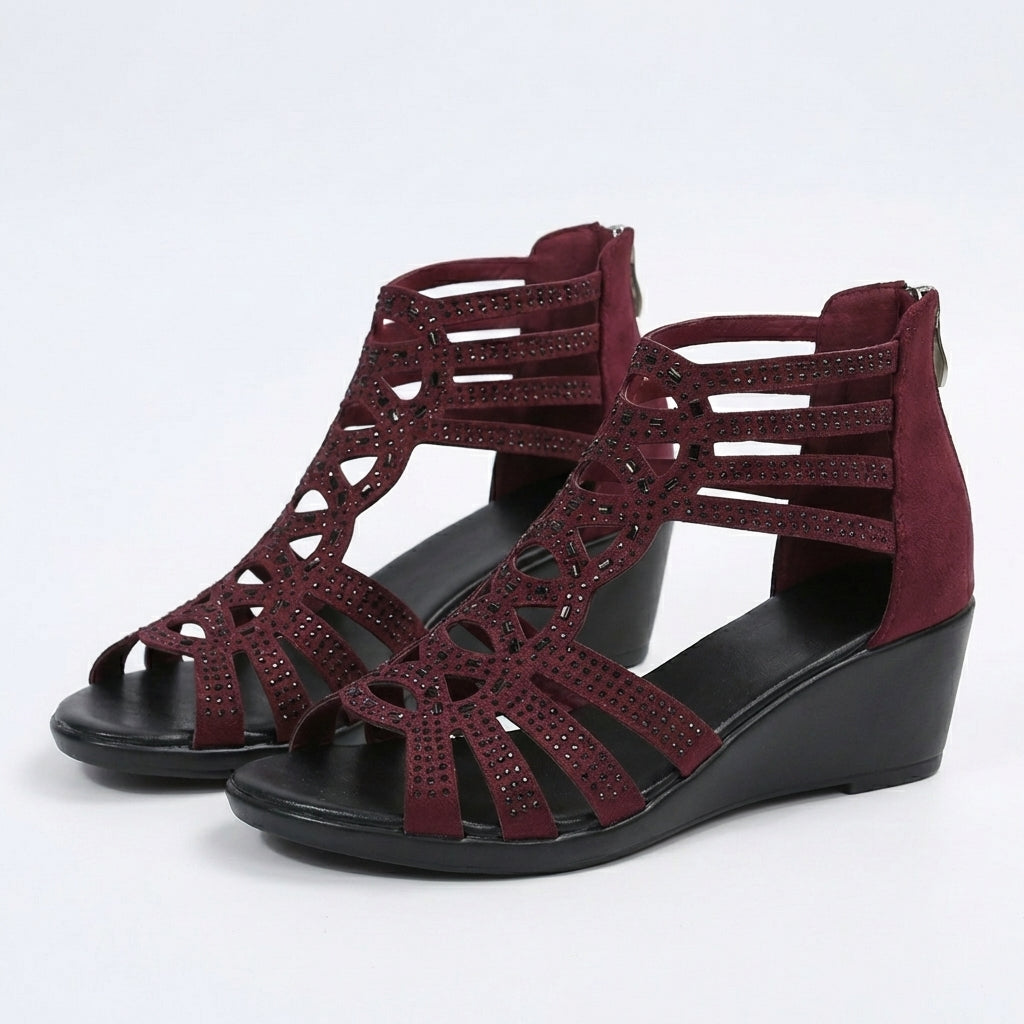 Ondine | Fashionable Orthopaedic Strap Sandals – Burgundy