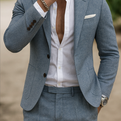 Ellis | Slim Fit Blazer and Trouser Set – Blue