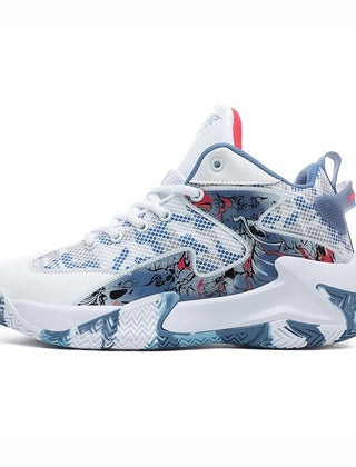 Fletcher | Men's Graphic High-Top Basketball Sneakers – Blue