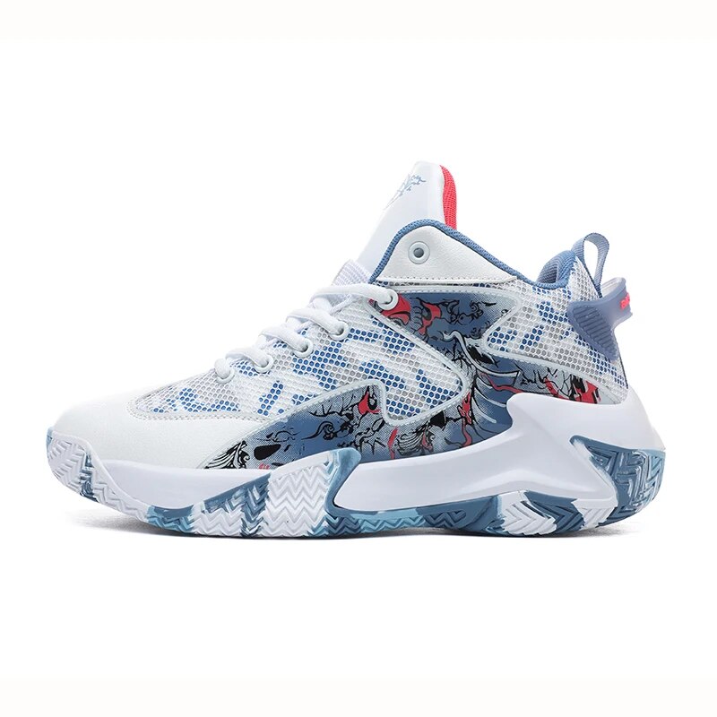 Fletcher | Men's Graphic High-Top Basketball Sneakers – Blue