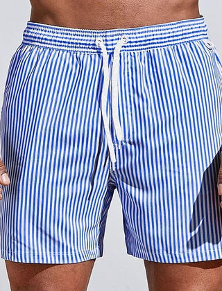Barnaby | Men's Striped Beach Shorts – Blue