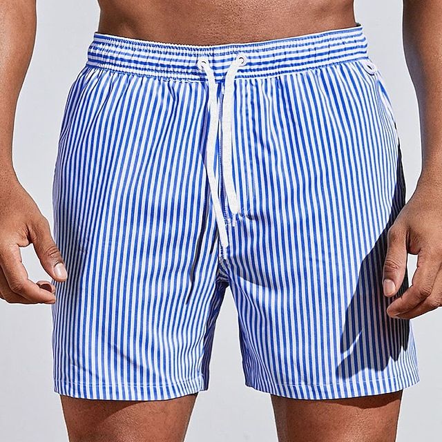 Barnaby | Men's Striped Beach Shorts – Blue