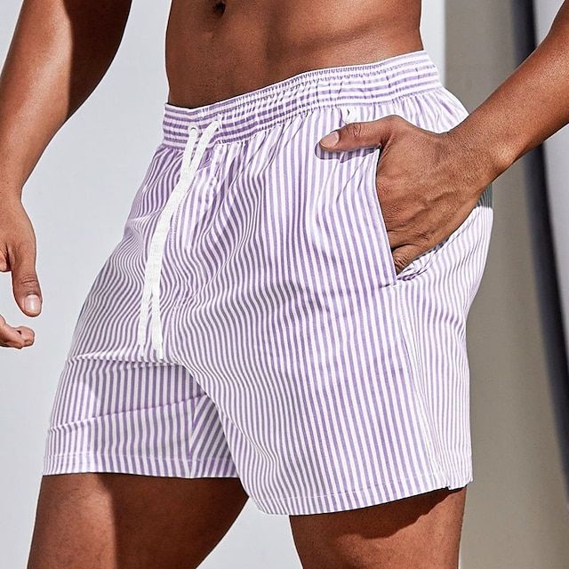 Barnaby | Men's Striped Beach Shorts – Pink