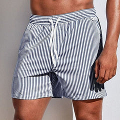 Barnaby | Men's Striped Beach Shorts – Grey